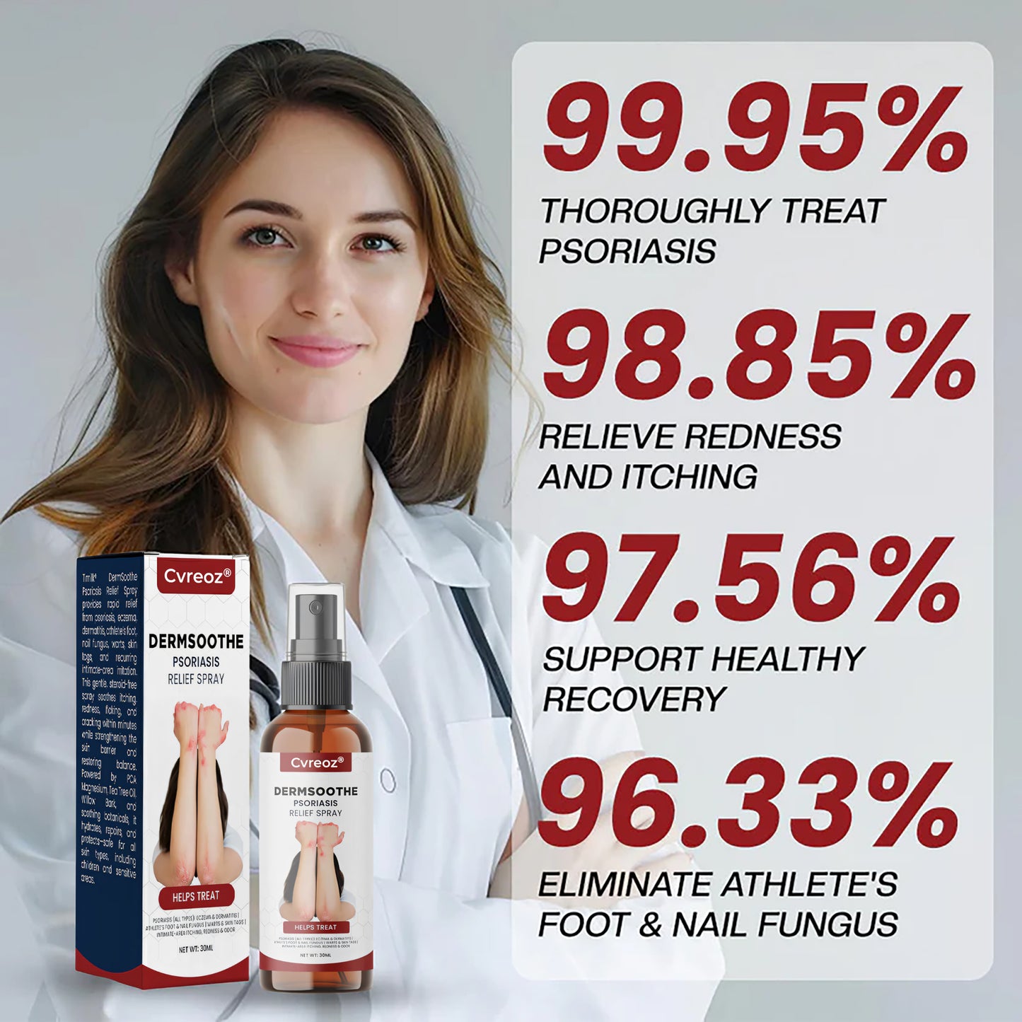 Cvreoz® DermSoothe Psoriasis Relief Spray —Clinically Tested, FDA-Recognized Formula