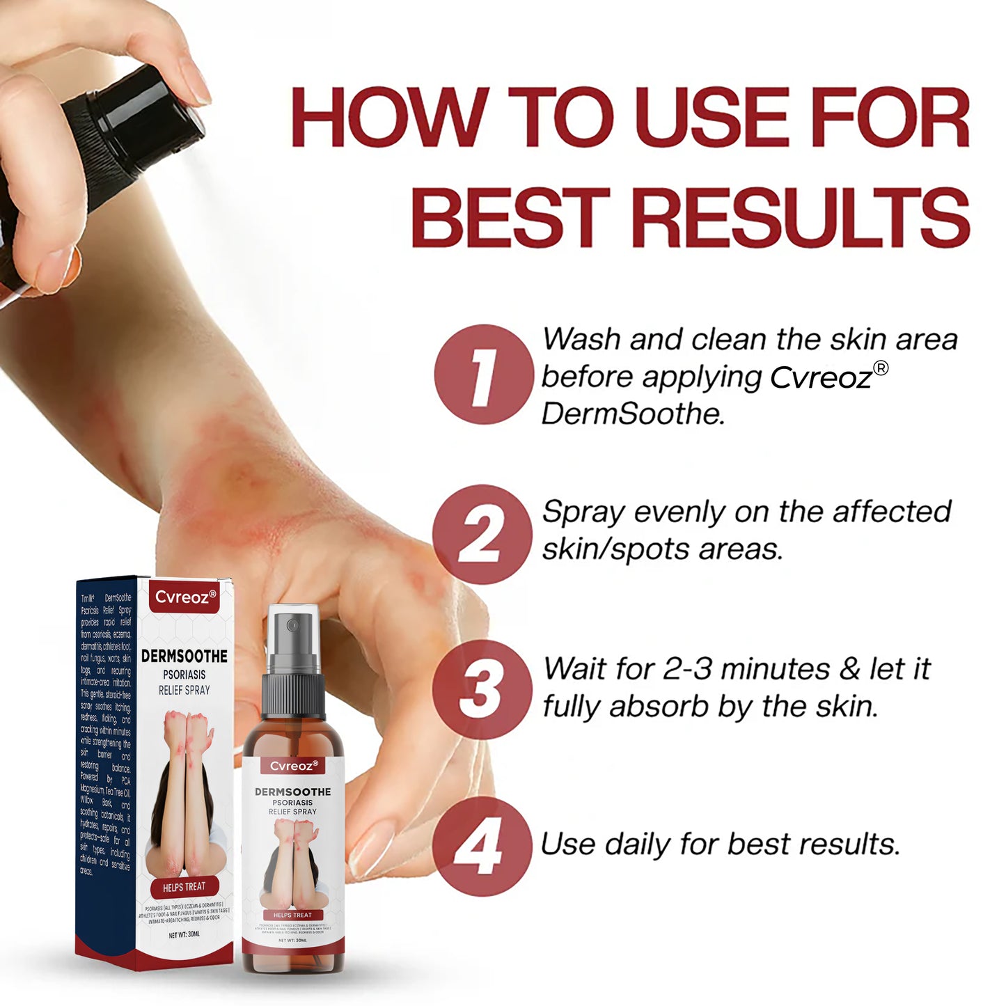 Cvreoz® DermSoothe Psoriasis Relief Spray —Clinically Tested, FDA-Recognized Formula