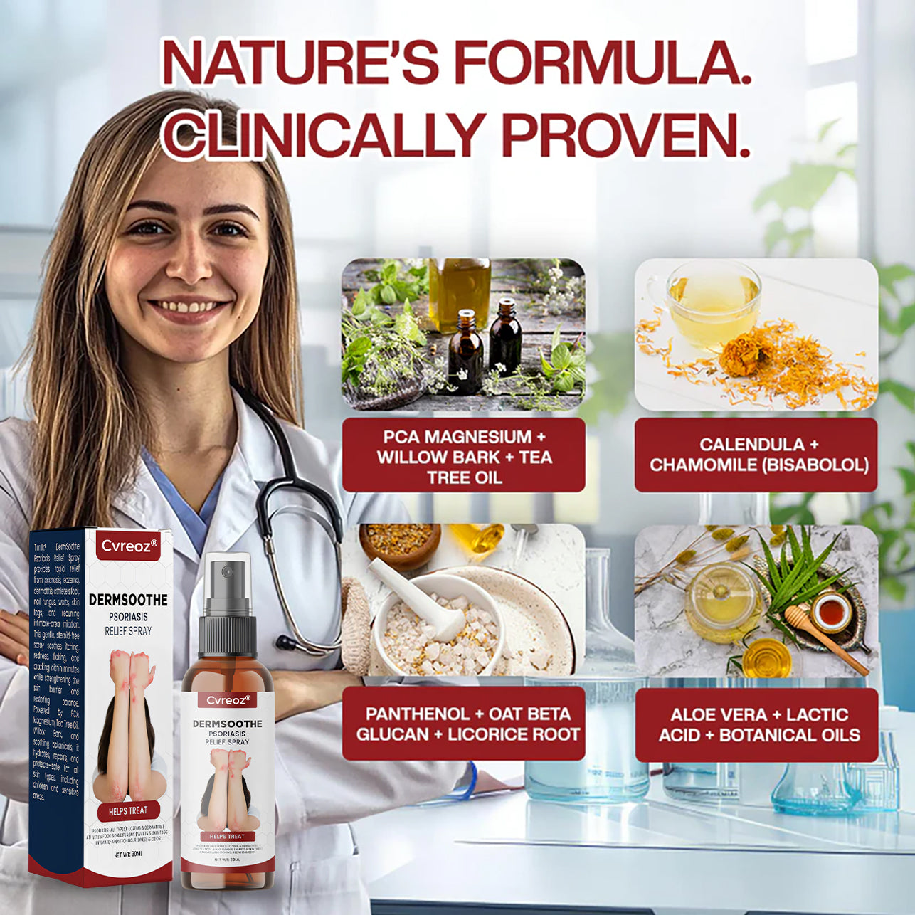 Cvreoz® DermSoothe Psoriasis Relief Spray —Clinically Tested, FDA-Recognized Formula
