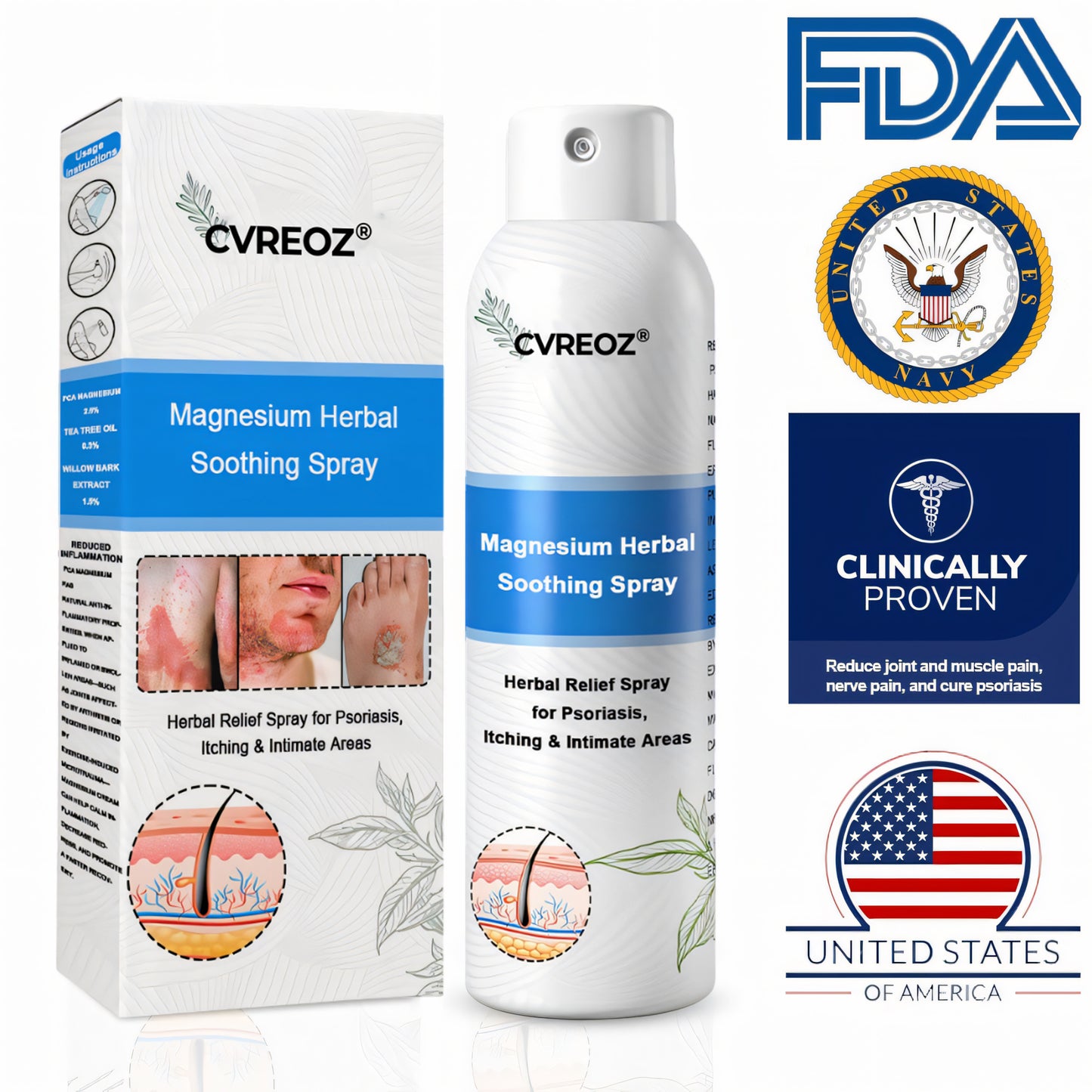 Cvreoz® Magnesium Herbal Psoriasis Spray 👨⚕️ FDA Approved