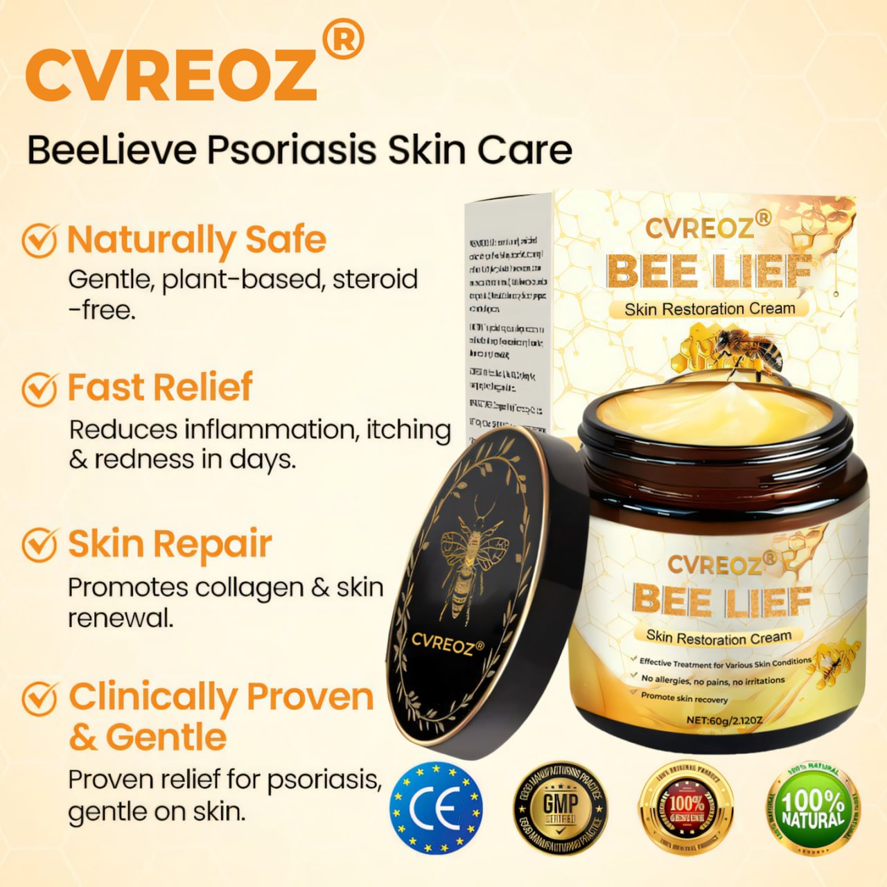 ⏰Last Day Promotion: 60% OFF🔥 Cvreoz® BeeLief Psoriasis Skin Care Cream