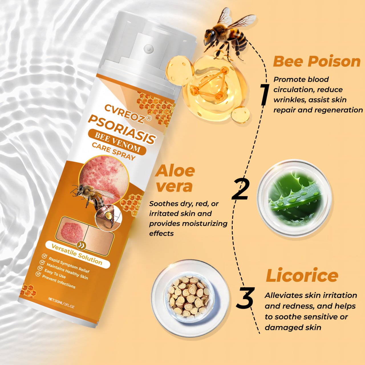 đ LIMITED OFFER 60% OFF đ CvreozÂź Psoriasis Bee Venom Care Spray