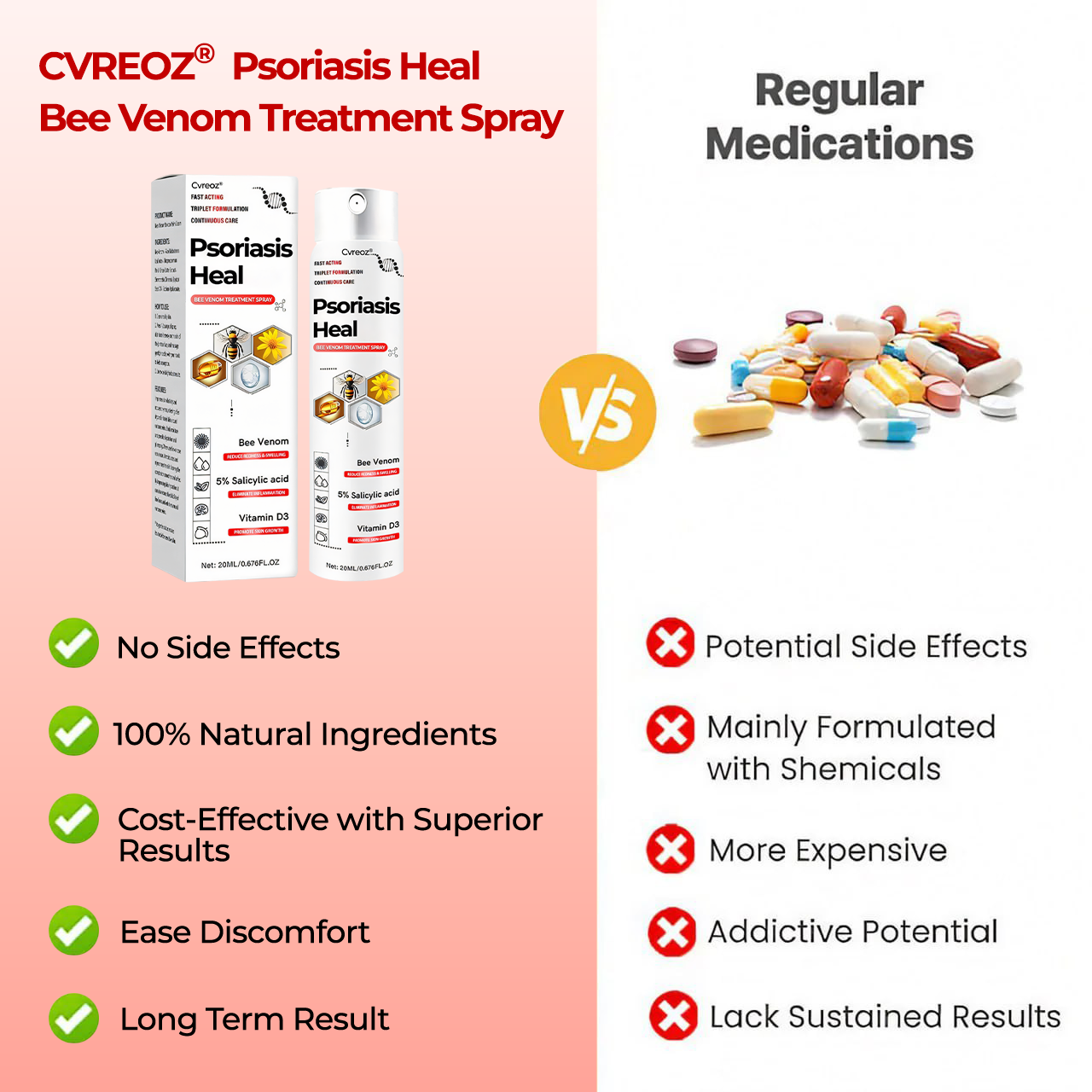 🎉HOT SALE: 60% OFF This Week Only!🔥 Cvreoz®  Psoriasis Heal Bee Venom Treatment Spray